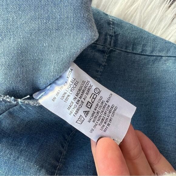 Anthropologie Pilcro Off-The-Shoulder Chambray Midi Dress Size 2 - Picture 8 of 8